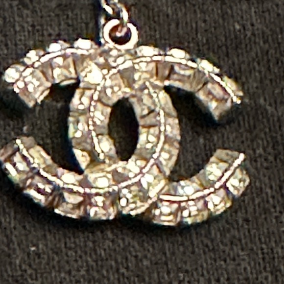 Authentic Chanel Crystal Chain CC Logo Dangle Drop Earrings - Picture 6 of 12